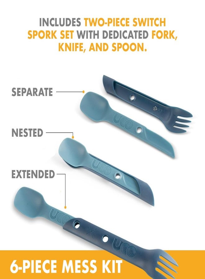 UCO 6-Piece Camping, Backpacking, Outdoor Kitchen Gear Mess Kit with Bowl, Plate, Camp Cup, and Switch Spork Utensil Set - Image 4